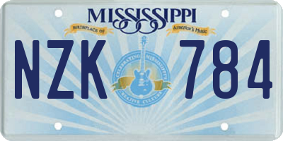 MS license plate NZK784