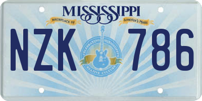 MS license plate NZK786