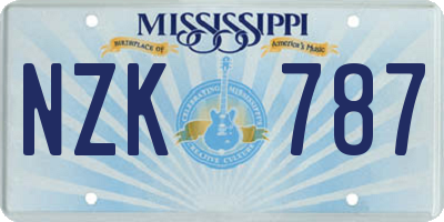 MS license plate NZK787