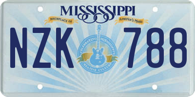 MS license plate NZK788