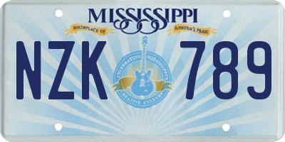 MS license plate NZK789