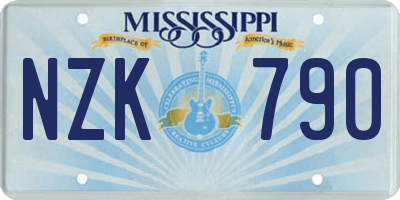 MS license plate NZK790
