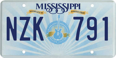 MS license plate NZK791