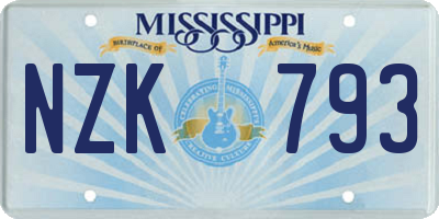 MS license plate NZK793