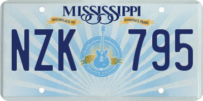 MS license plate NZK795