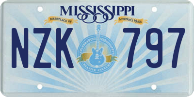 MS license plate NZK797