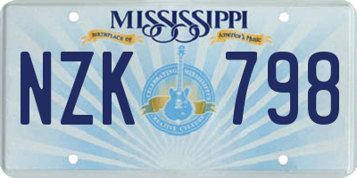 MS license plate NZK798