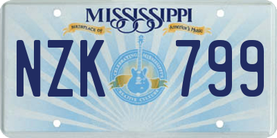 MS license plate NZK799