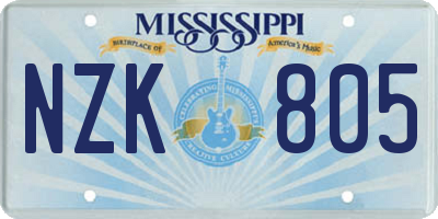 MS license plate NZK805