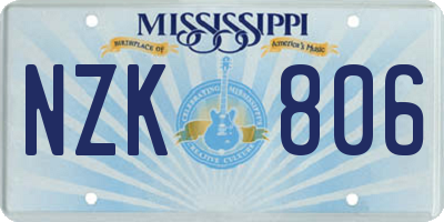 MS license plate NZK806