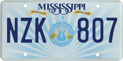 MS license plate NZK807
