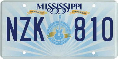 MS license plate NZK810