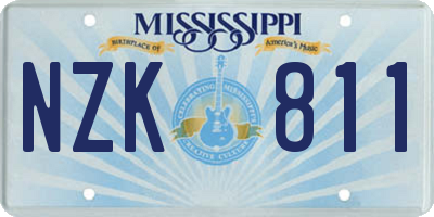 MS license plate NZK811