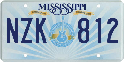 MS license plate NZK812