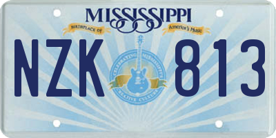 MS license plate NZK813