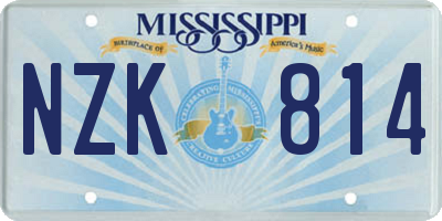 MS license plate NZK814