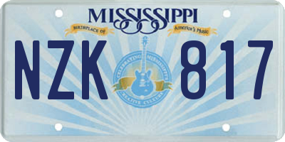 MS license plate NZK817