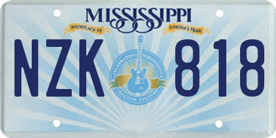MS license plate NZK818