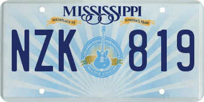 MS license plate NZK819