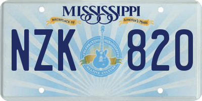 MS license plate NZK820