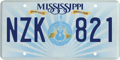 MS license plate NZK821