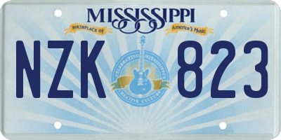 MS license plate NZK823