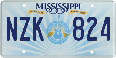 MS license plate NZK824
