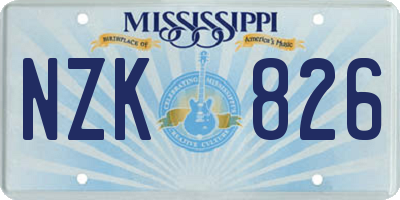 MS license plate NZK826