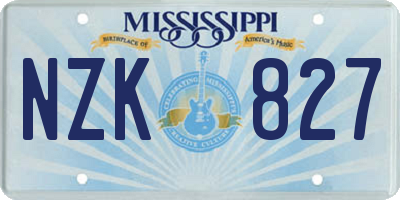 MS license plate NZK827