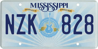 MS license plate NZK828