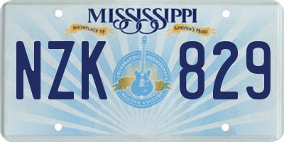 MS license plate NZK829