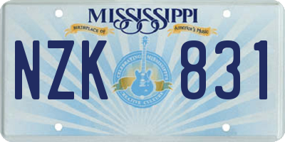 MS license plate NZK831