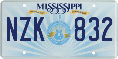 MS license plate NZK832