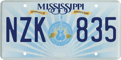 MS license plate NZK835