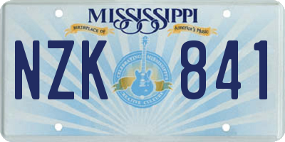 MS license plate NZK841