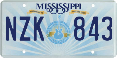 MS license plate NZK843