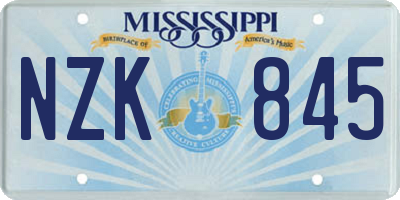 MS license plate NZK845