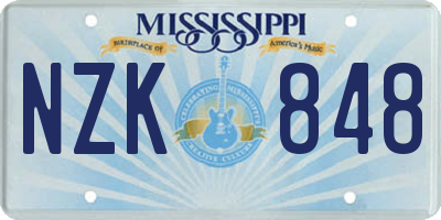 MS license plate NZK848