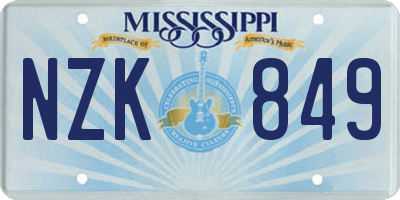 MS license plate NZK849