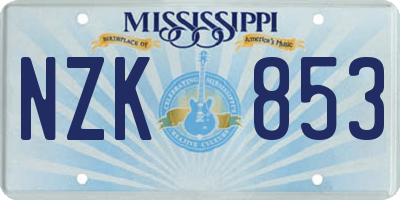 MS license plate NZK853