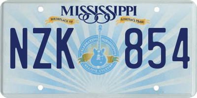 MS license plate NZK854