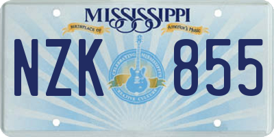 MS license plate NZK855