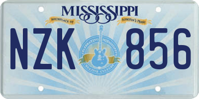 MS license plate NZK856