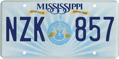 MS license plate NZK857