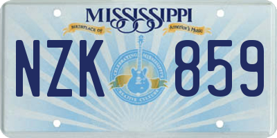 MS license plate NZK859