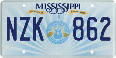 MS license plate NZK862