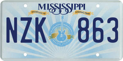 MS license plate NZK863