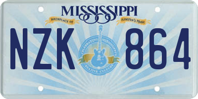 MS license plate NZK864
