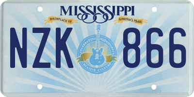 MS license plate NZK866