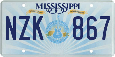 MS license plate NZK867